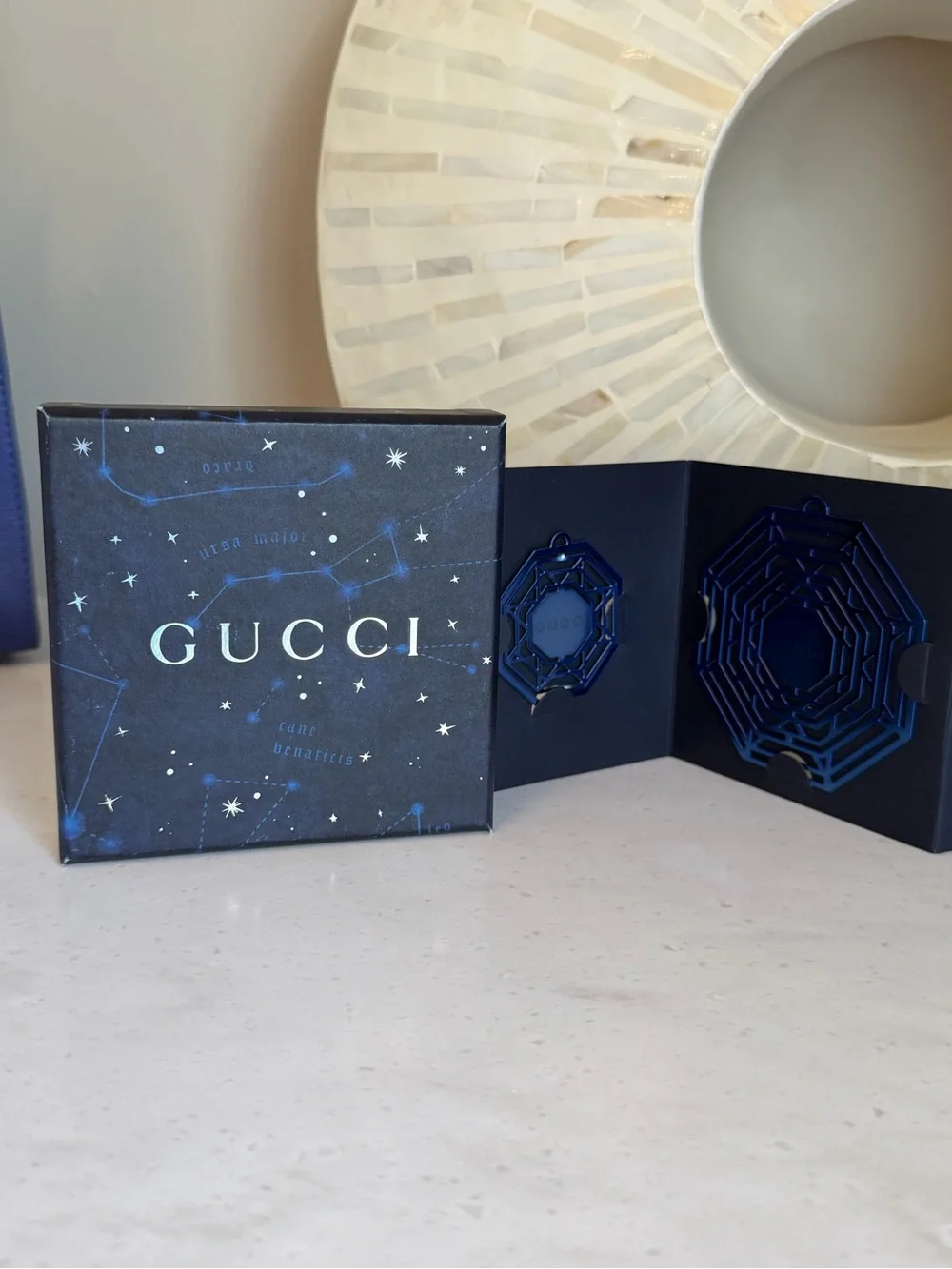 NIB Made for Gucci GWP 4 Ornament Set in decorative holiday box